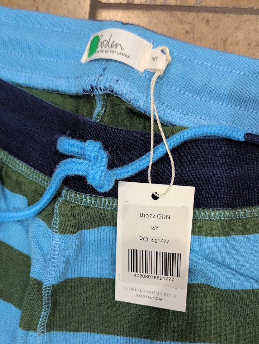 Mini Boden boy's shorts. Blue and green stripes. Size 16Y. - Picture 3 of 4